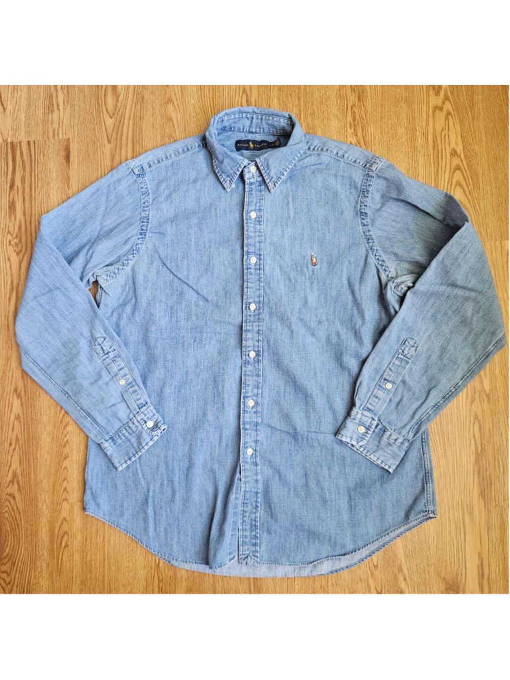 Ralph Lauren Chambray Lightweight Denim Button Up Mens Large